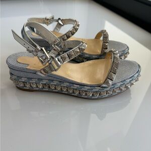 Christian Louboutin Silver Embellished Sandals